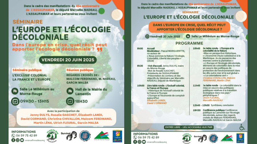 affiche et programme séminaire sur Europe décoloniale en Martinique